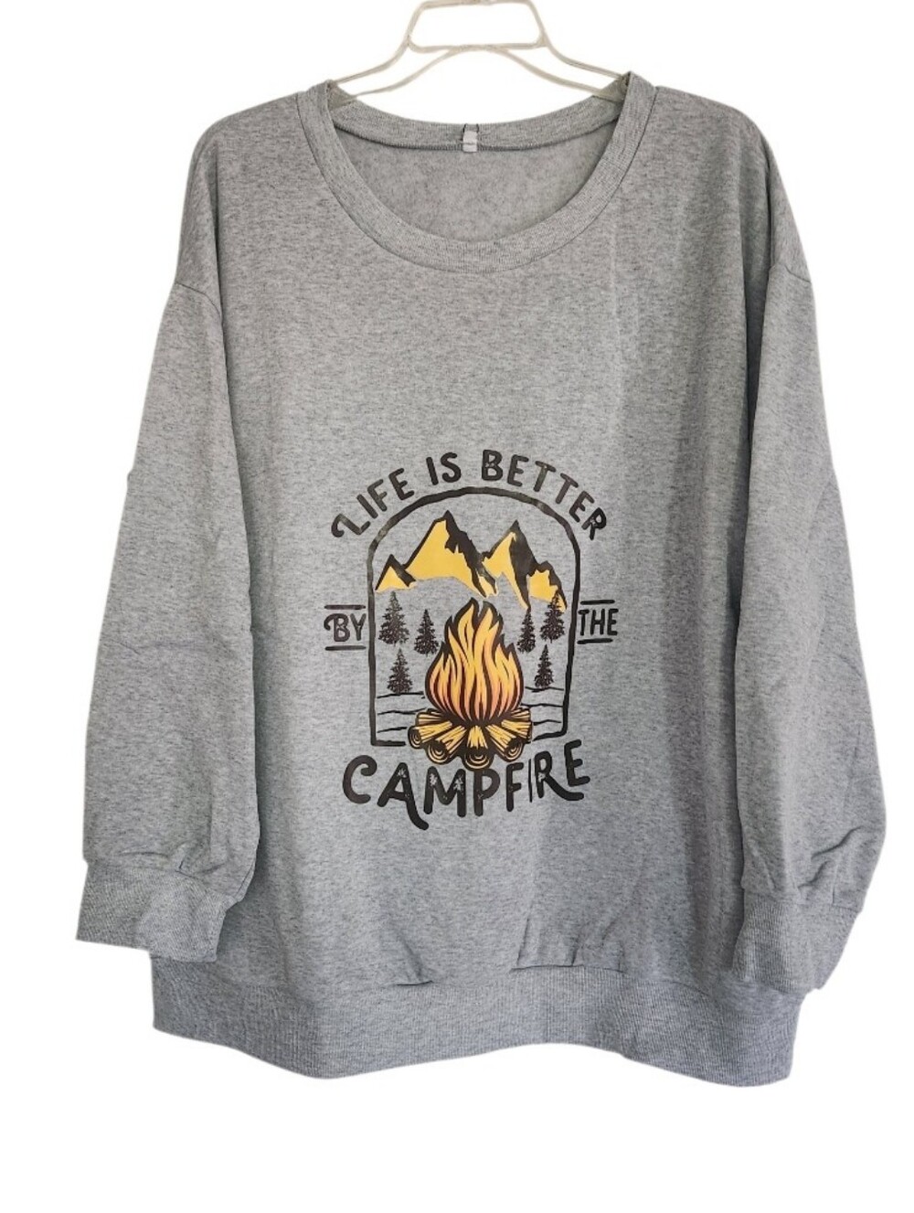 Gray 'Life is Better by the Campfire' Graphic Sweatshirt Sz 4X Nwt